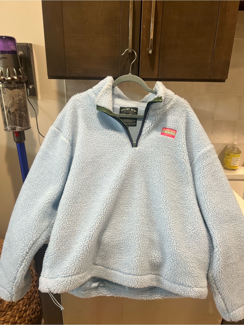 Dairy Box Light Blue Sherpa Quarter-Zip Pullover Mountain Fleece